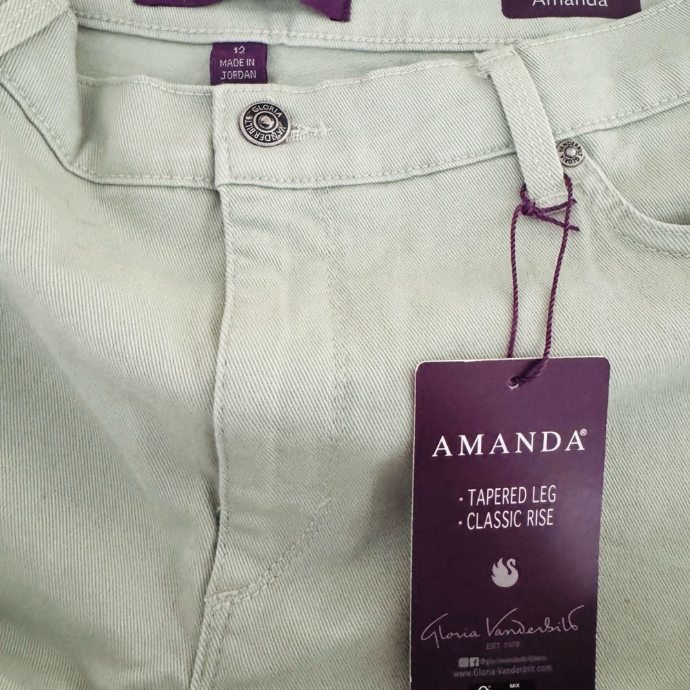 Gloria Vanderbilt Light Fern Green Amanda Straight Leg Jeans